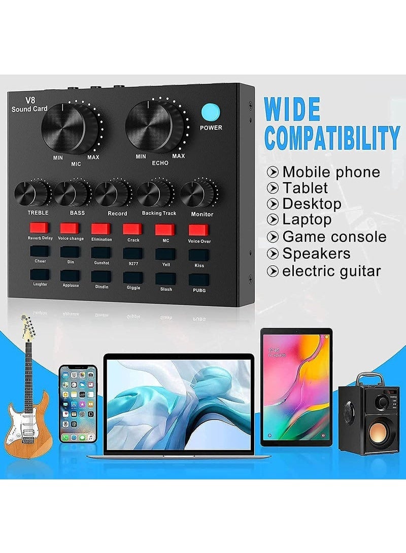 V8 Sound Card, Sound Effects Board for Podcast Equipment Bundle, Sound Board for Streaming Alog with Voice Changer Podcast - Image 5